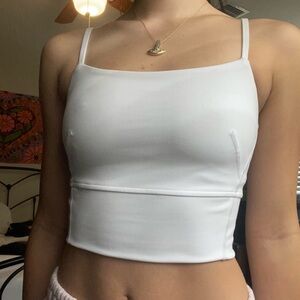 Lululemon Athletica White Fitted Crop Tank Top
